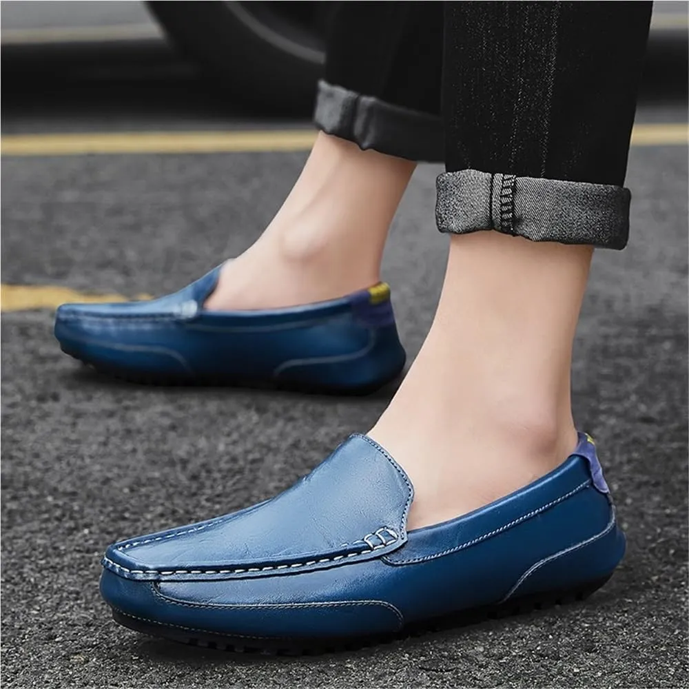 Men Loafers Plus Velvet Vegan Leather Driving Loafers Round Toe Solid Color Anti-Slip Shoe Slip On