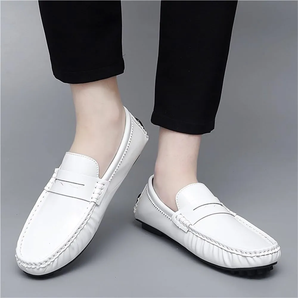 Men Party Loafers Shoes Vegan Leather Fashion Solid Color Round Toe Non Slip Low Top Anti-Slip Shoe for Casual Wedding Party Prom