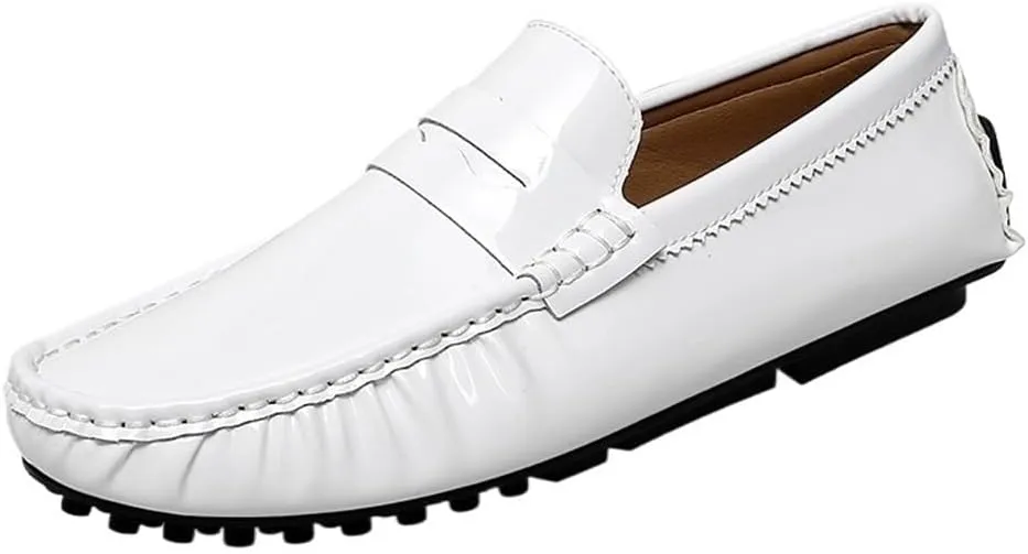 Men Party Loafers Shoes Vegan Leather Fashion Solid Color Round Toe Non Slip Low Top Anti-Slip Shoe for Casual Wedding Party Prom