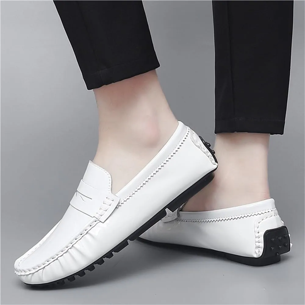 Men Party Loafers Shoes Vegan Leather Fashion Solid Color Round Toe Non Slip Low Top Anti-Slip Shoe for Casual Wedding Party Prom