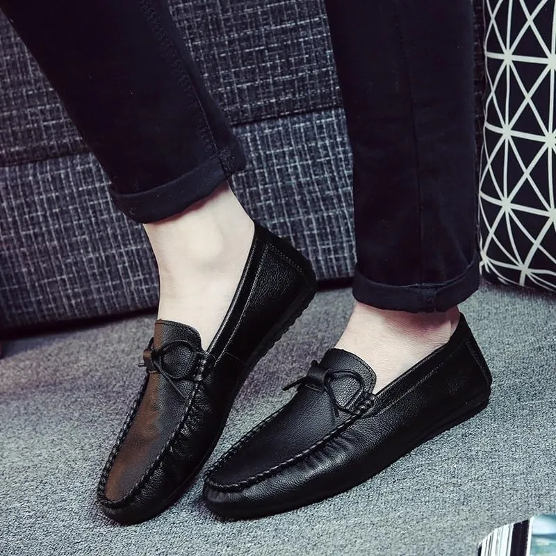 Men Party Loafers Vegan Leather Outdoor Round Toe Anti-Slip Slip Resistant Rubber Sole Shoe for Casual Wedding Party Prom Slip On
