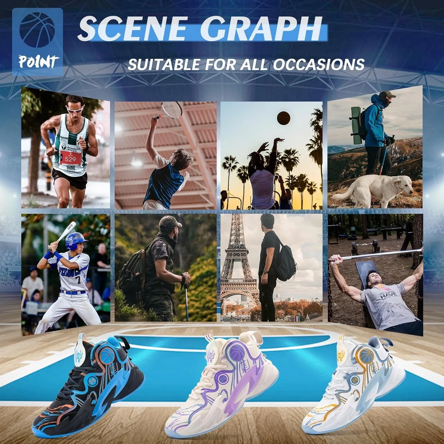 Men's Basketball Shoes are Breathable Fashionable Athletic Non Slip Wear-Resistant Training Boots
