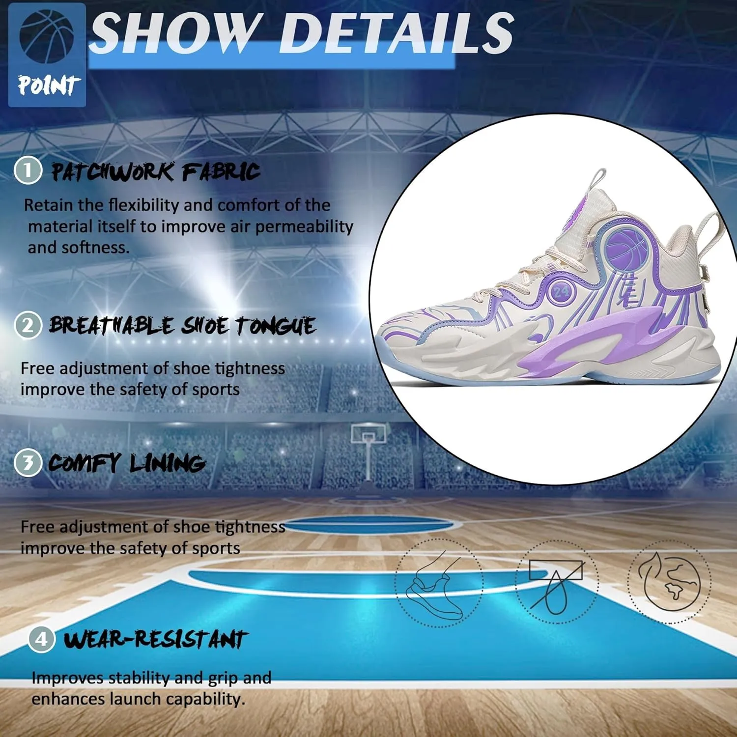 Men's Basketball Shoes are Breathable Fashionable Athletic Non Slip Wear-Resistant Training Boots