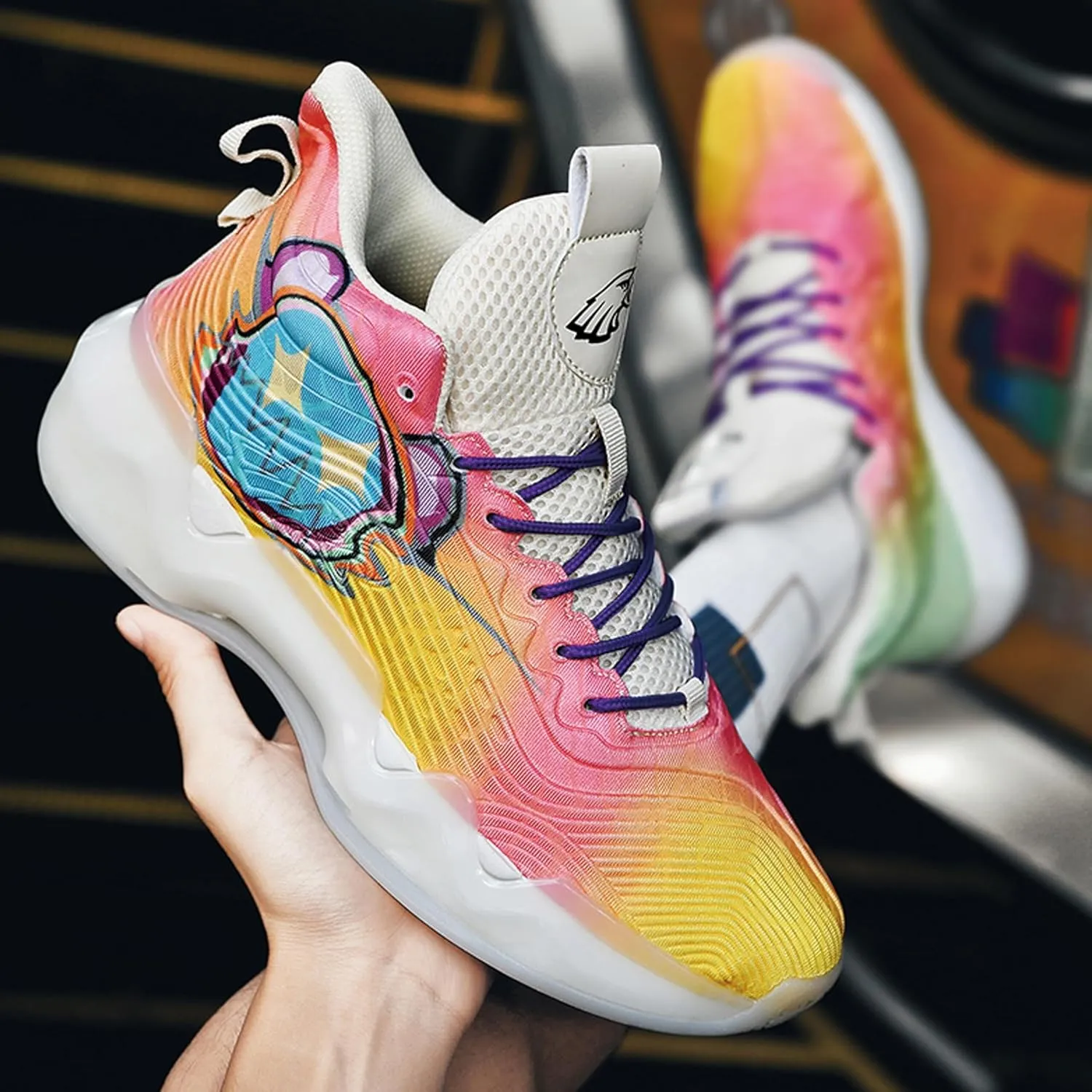 Men's Basketball Shoes High Top Anti Slip Shock-Absorbing Running Shoes Fashionable Durable Training Boots