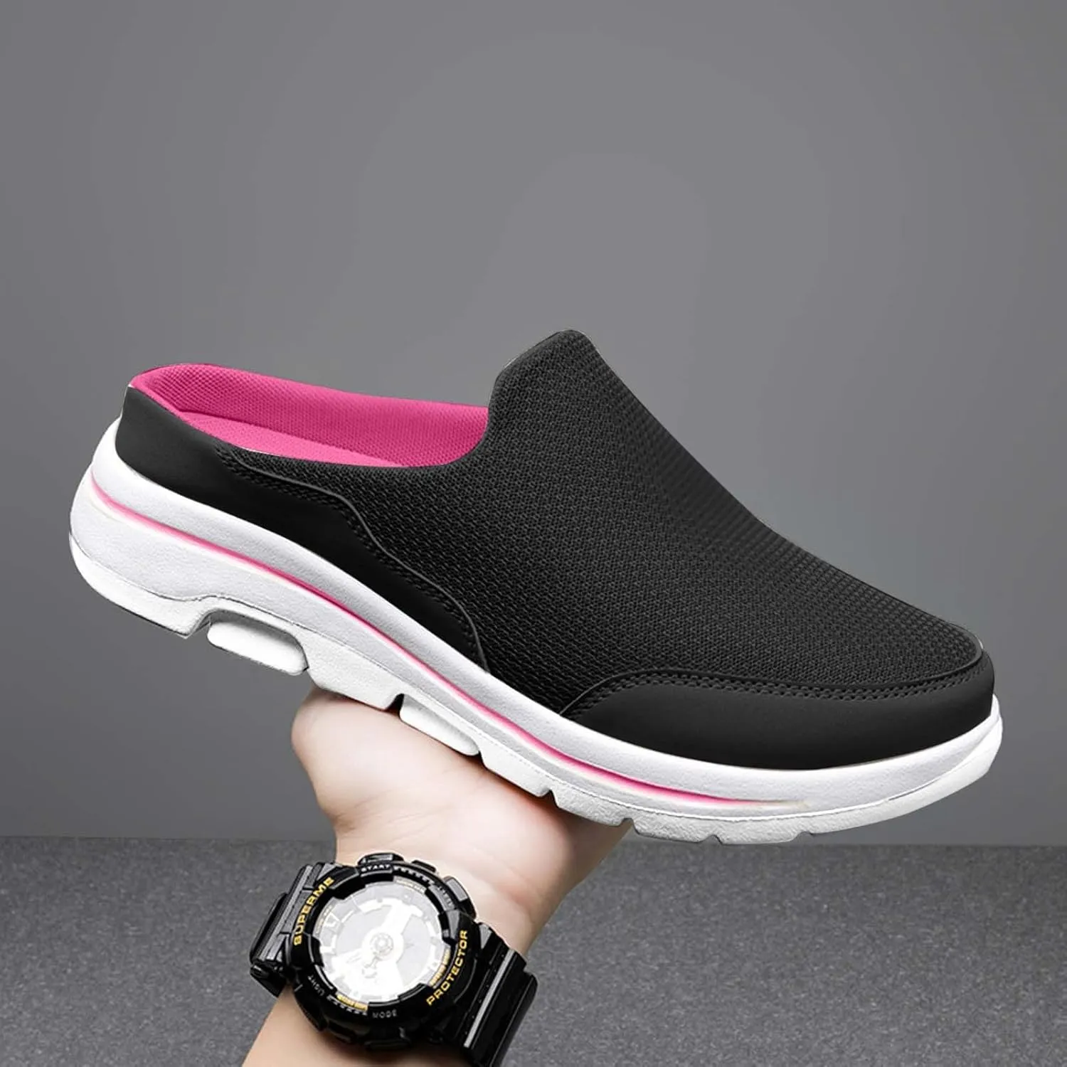Men's Breathable Barefoot Shoes Soft Flat Soled Slip On Mesh Heelless Walking Shoes Business Casual Shoes