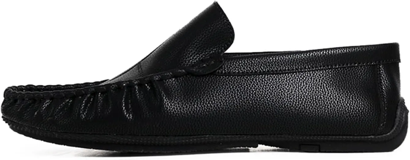 Mens Loafers Stitching Details Slip On Moccasins Shoes Vegan Leather Anti-Slip Comfortable Flexible Walking Slip-on
