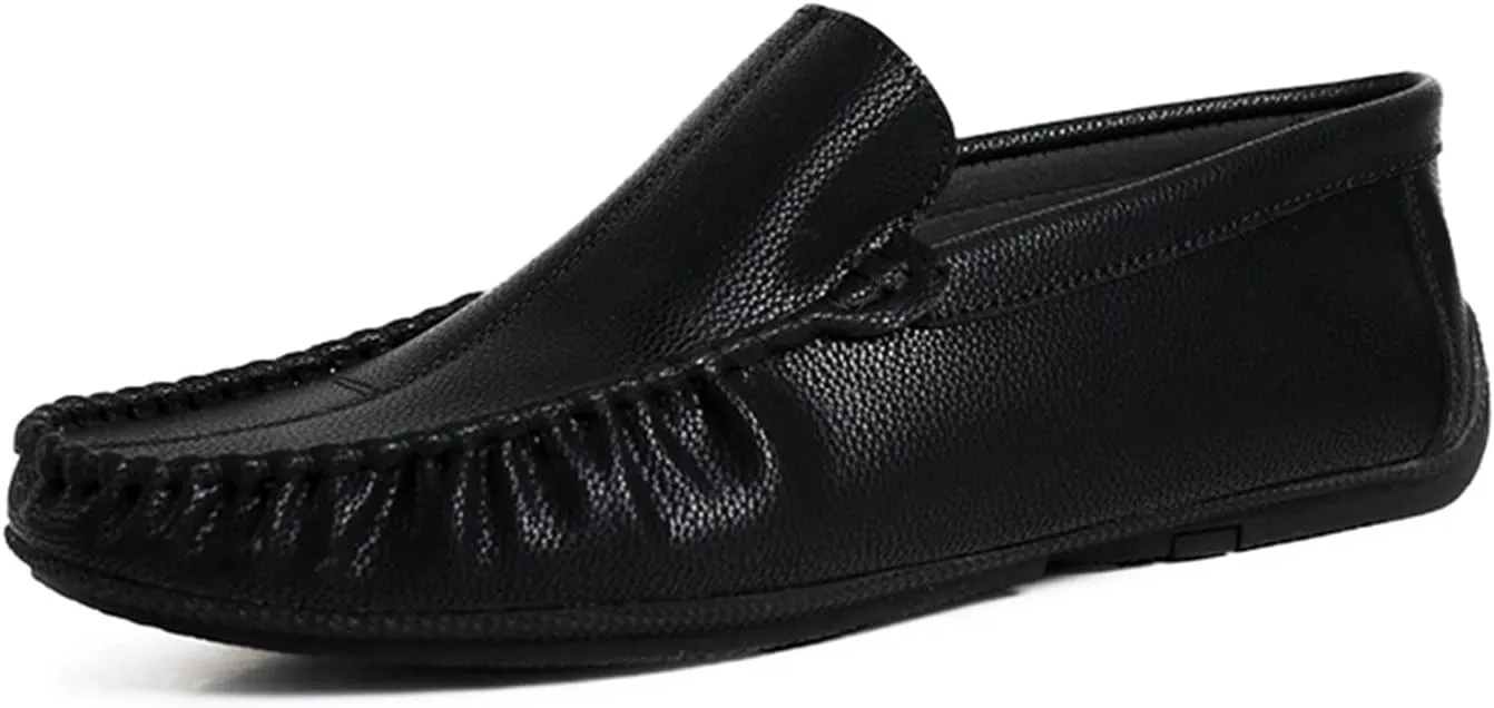 Mens Loafers Stitching Details Slip On Moccasins Shoes Vegan Leather Anti-Slip Comfortable Flexible Walking Slip-on