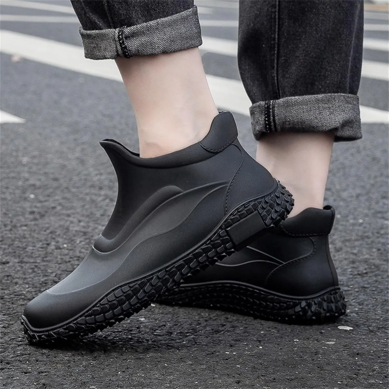 Men's Mid Waterproof Rain Boots Outdoor Lightweight Breathable Camping Mountaineering Shoes Ankle Chelsea Boots