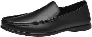 Mens Vintage Loafers Vegan Leather Moccasins Shoe Round Toe Solid Color Comfortable Fashion Classic Slip On