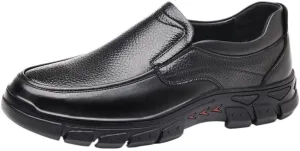 Mens Vintage Loafers Vegan Leather Prom Evening Solid Color Prom Anti-Slip Slip Resistant Rubber Sole Shoe Slip-on