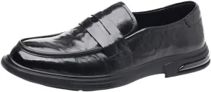 Men's Vintage Shoes Vegan Leather Evening Round Toe Solid Color Working Non Slip Block Heel Anti-Slip Slip Resistant Shoe Slip On