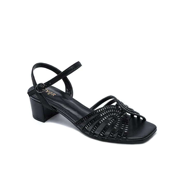 Metallic Strappy Block Heel HL 169