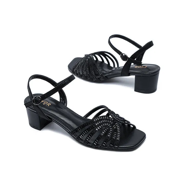 Metallic Strappy Block Heel HL 169