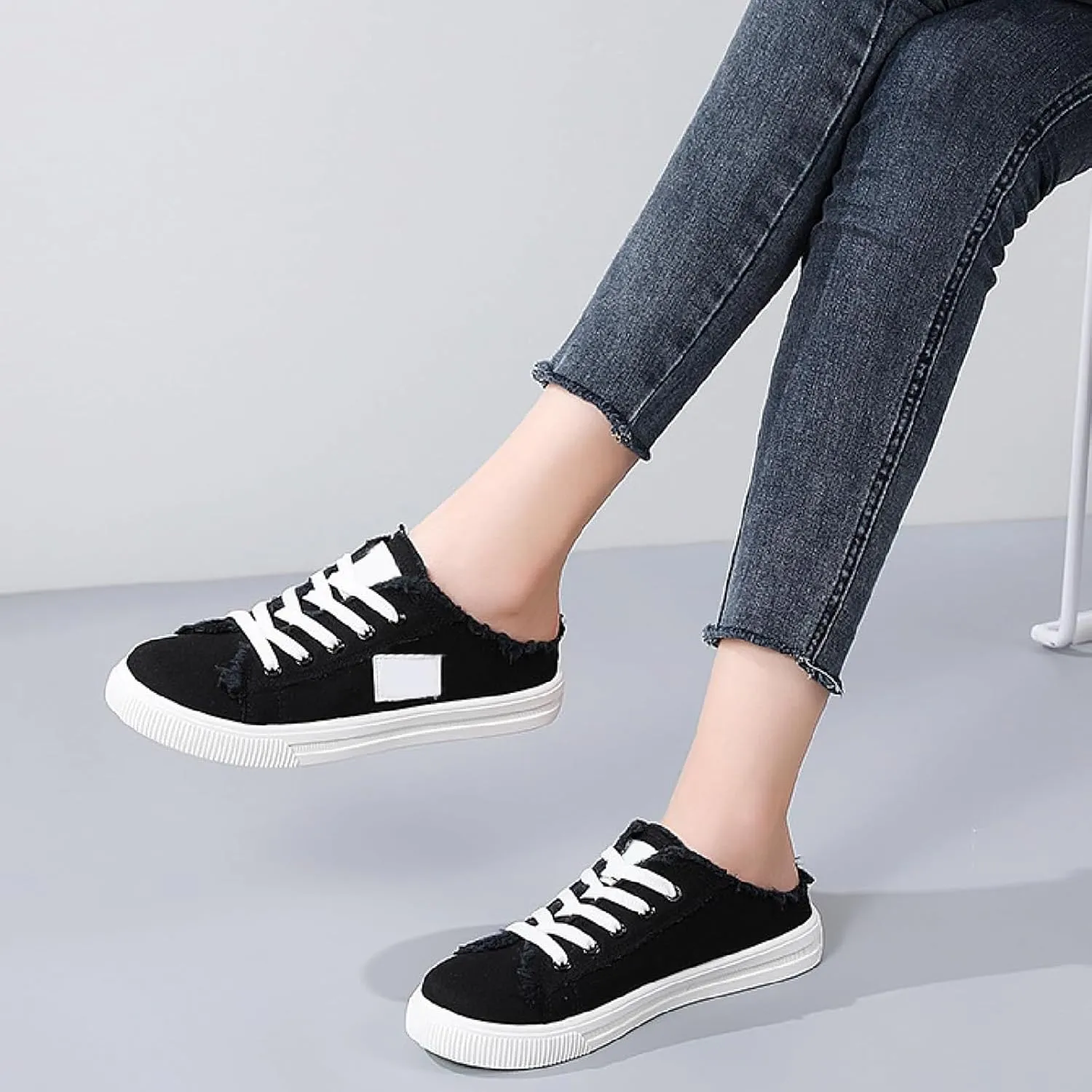 Mules for Women 2025 Casual Lightweight Canvas Mules Fashion Comfortable Slip On Sneaker Comfort Non Slip Backless Sneakers Elegant Walking Shoes Classic Work Shoes