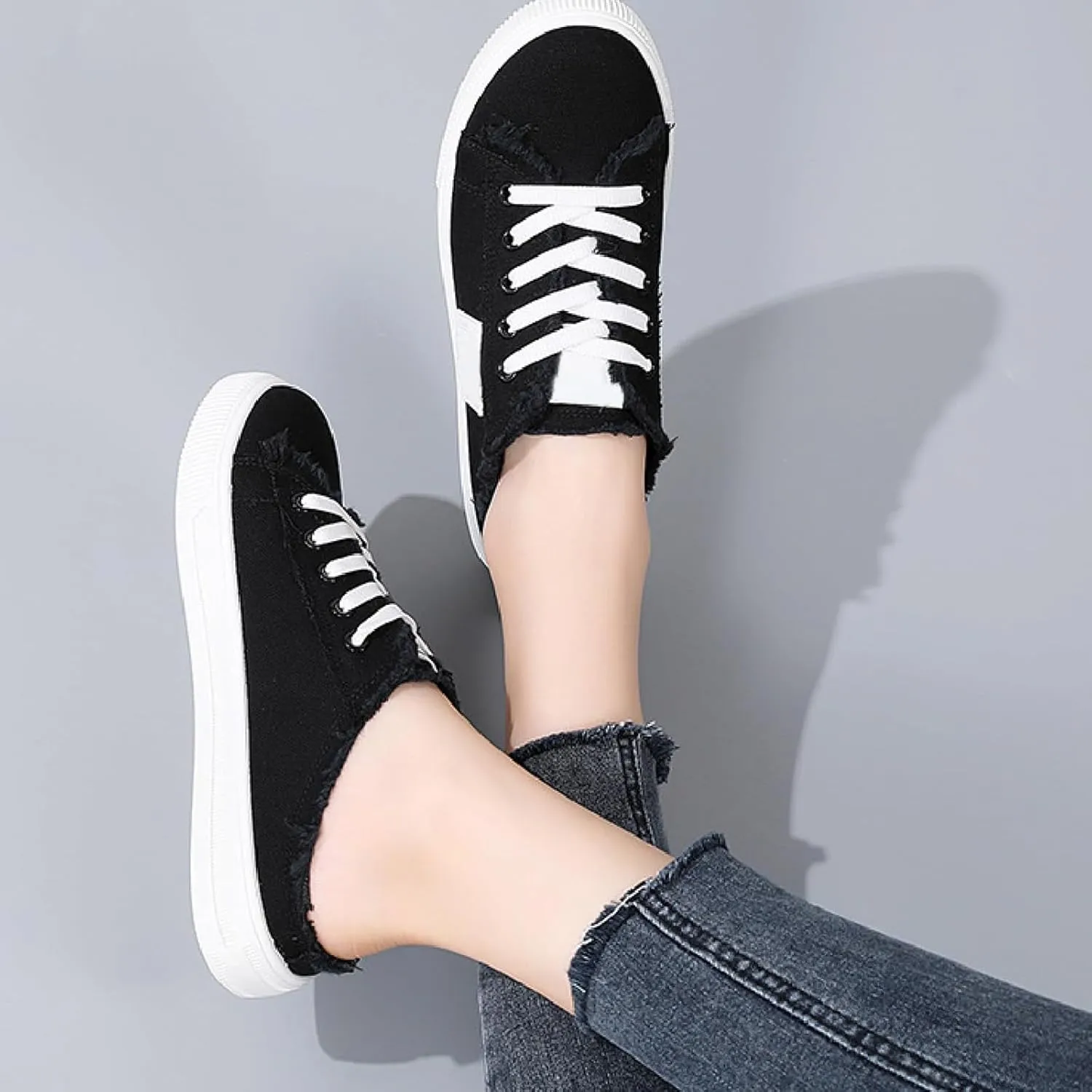 Mules for Women 2025 Casual Lightweight Canvas Mules Fashion Comfortable Slip On Sneaker Comfort Non Slip Backless Sneakers Elegant Walking Shoes Classic Work Shoes