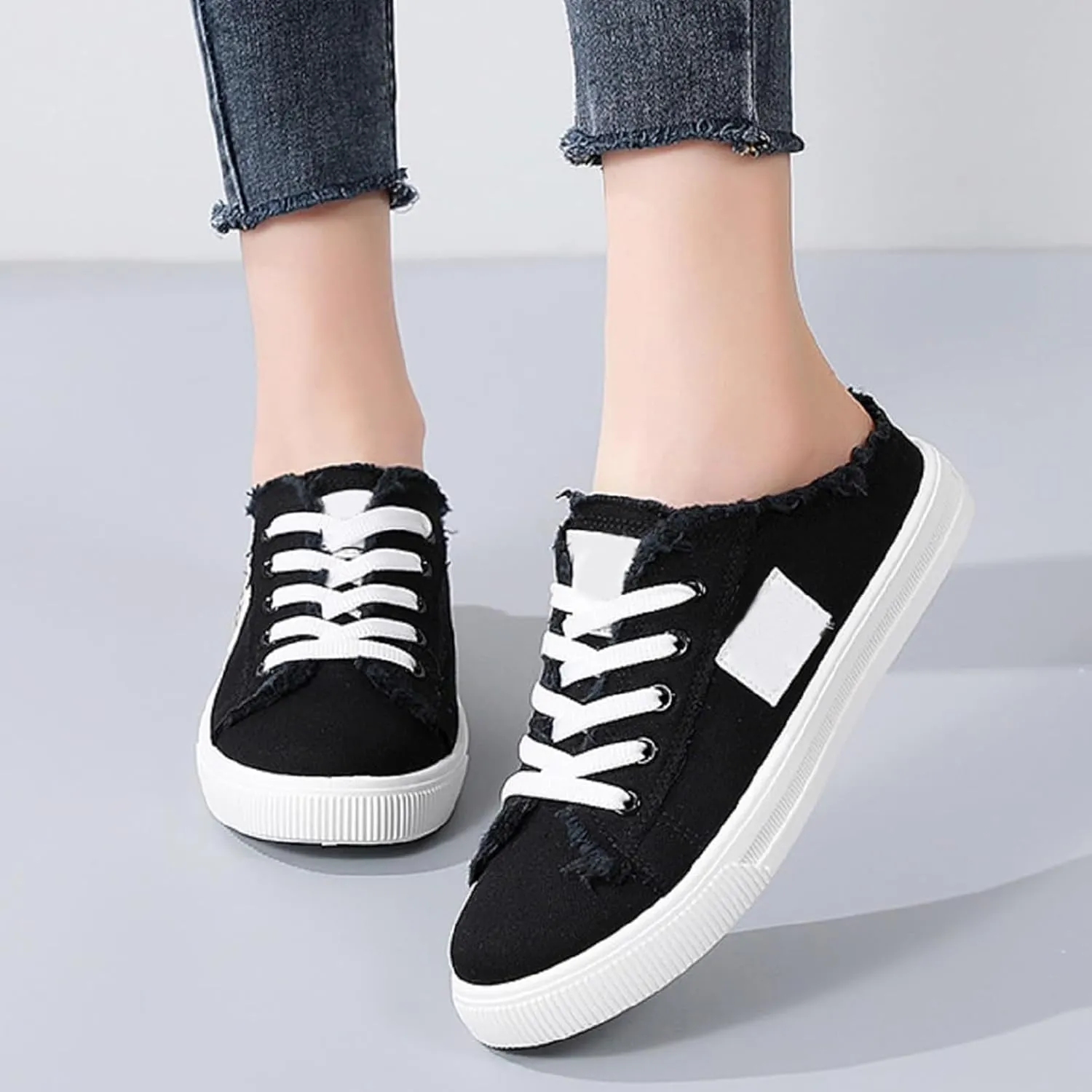 Mules for Women 2025 Casual Lightweight Canvas Mules Fashion Comfortable Slip On Sneaker Comfort Non Slip Backless Sneakers Elegant Walking Shoes Classic Work Shoes