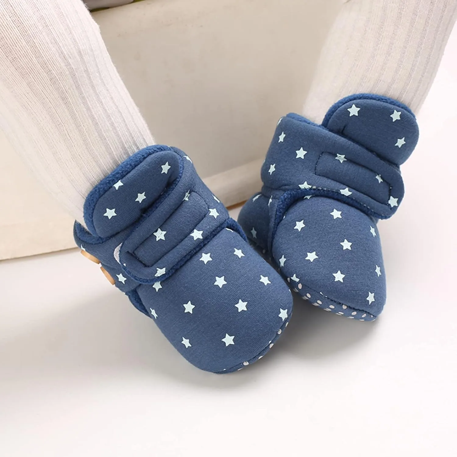 Newborn Baby Cotton Booties Non-Slip Sole for Toddler Boys Girls Infant Winter Warm Fleece House Slippers