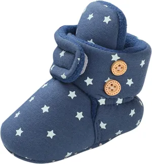 Newborn Baby Cotton Booties Non-Slip Sole for Toddler Boys Girls Infant Winter Warm Fleece House Slippers