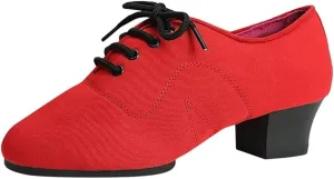ONCLI Heeled Sandals for Women Latin Dance Shoes Women Ballroom Latin Women's Sandals Latin Dance Practice Performance Shoes Flared Heel (Color : Black, Size : 4.5 UK) (Red 5.5 UK)