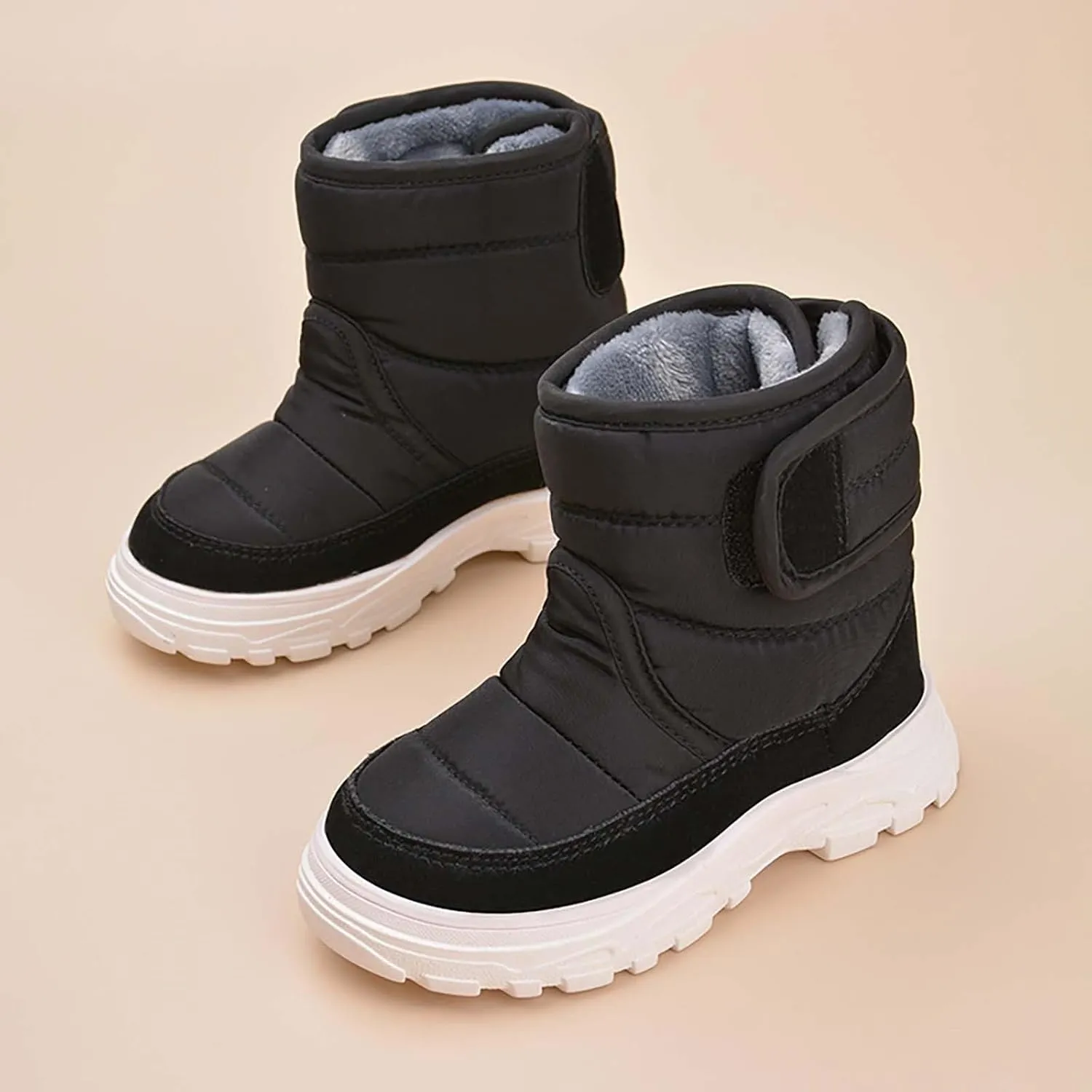 Open Toe Fuzzy Snow Booties For Boys Kids Winter Ski Shoes Toddler Fleece Breathable Sport Boots Fashion Non Slip Warm