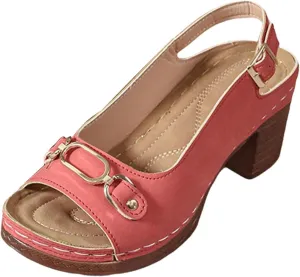 Orthopedic Sandals for Women, Women Walking Slippers with Arch Support Ladies Elegant Mid Heel Sandals Fish Mouth Slingback Walking Shoes for Working Shopping