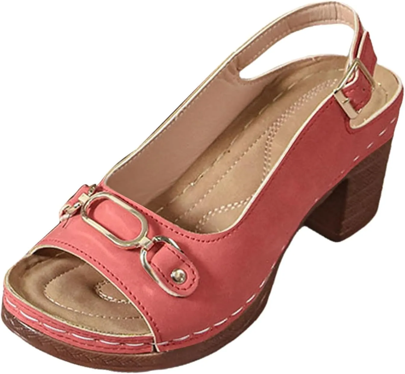 Orthopedic Sandals for Women, Women Walking Slippers with Arch Support Ladies Elegant Mid Heel Sandals Fish Mouth Slingback Walking Shoes for Working Shopping