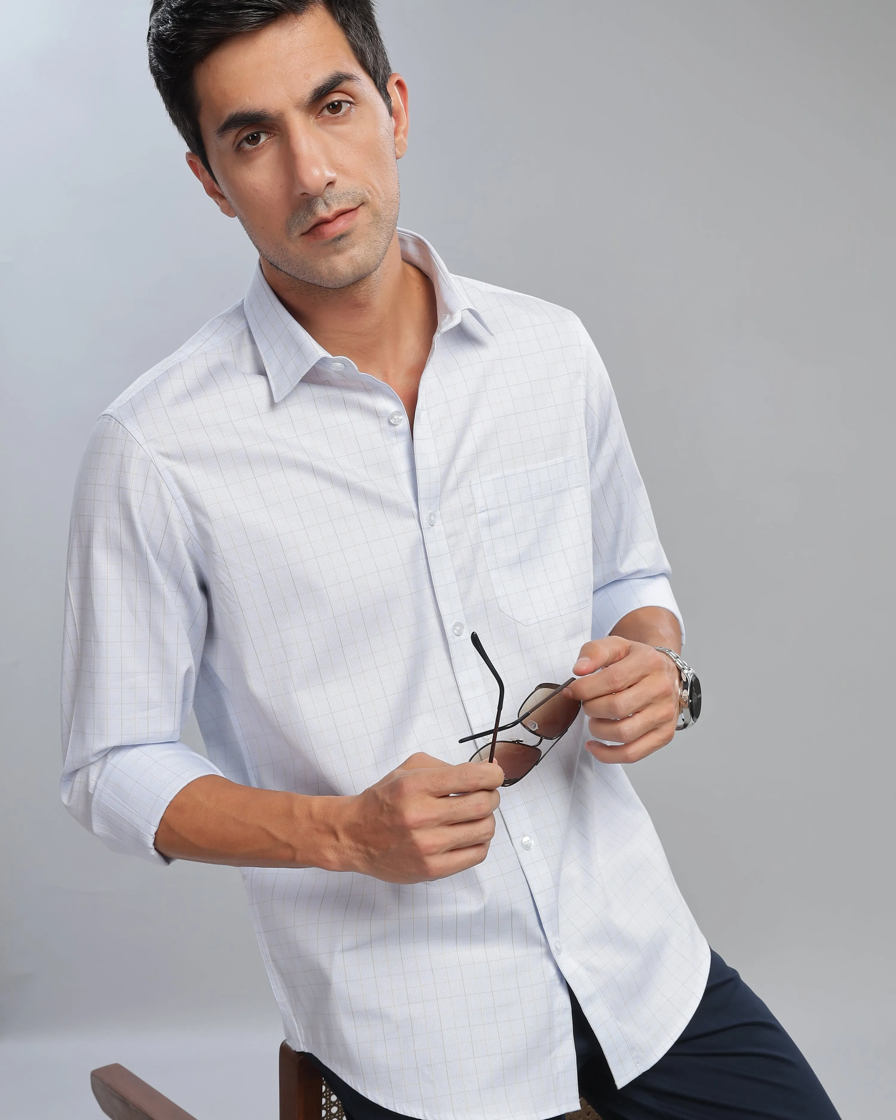 Pastel Blue Checks Shirt