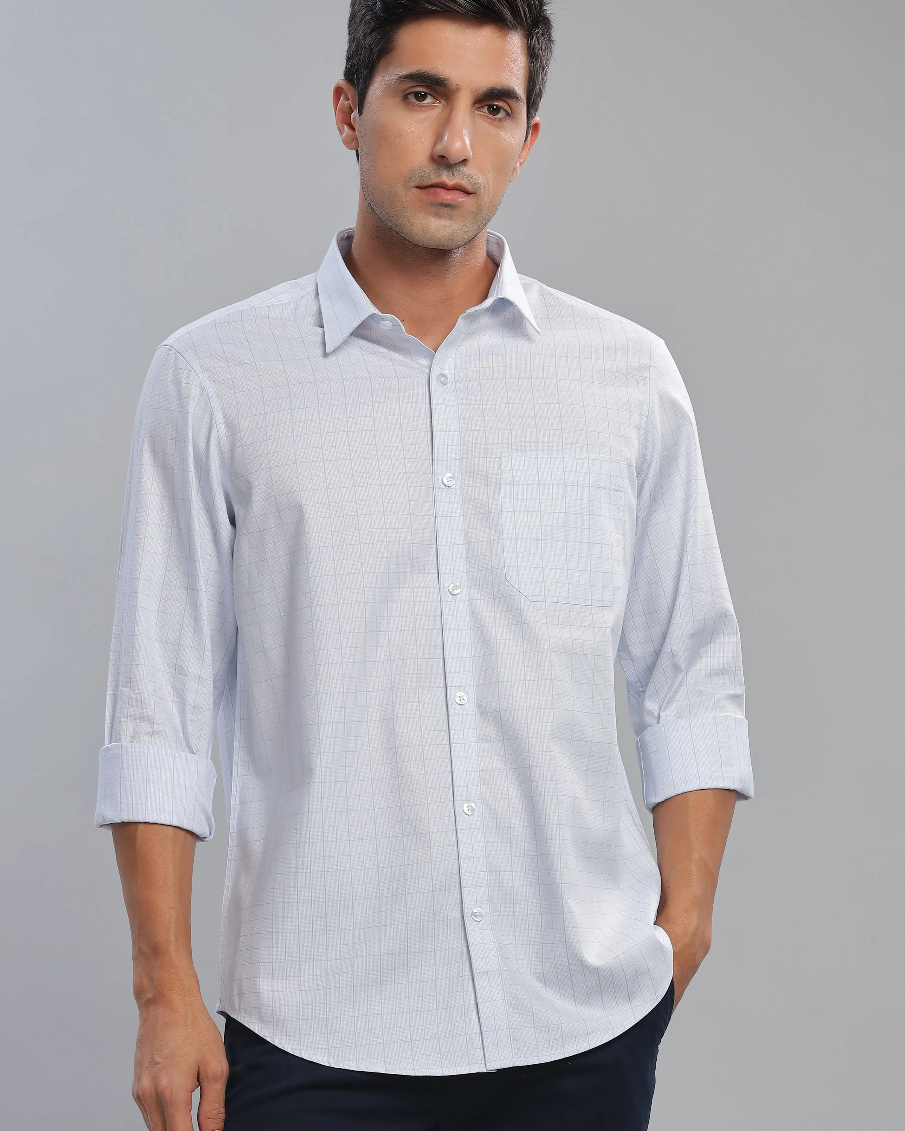 Pastel Blue Checks Shirt