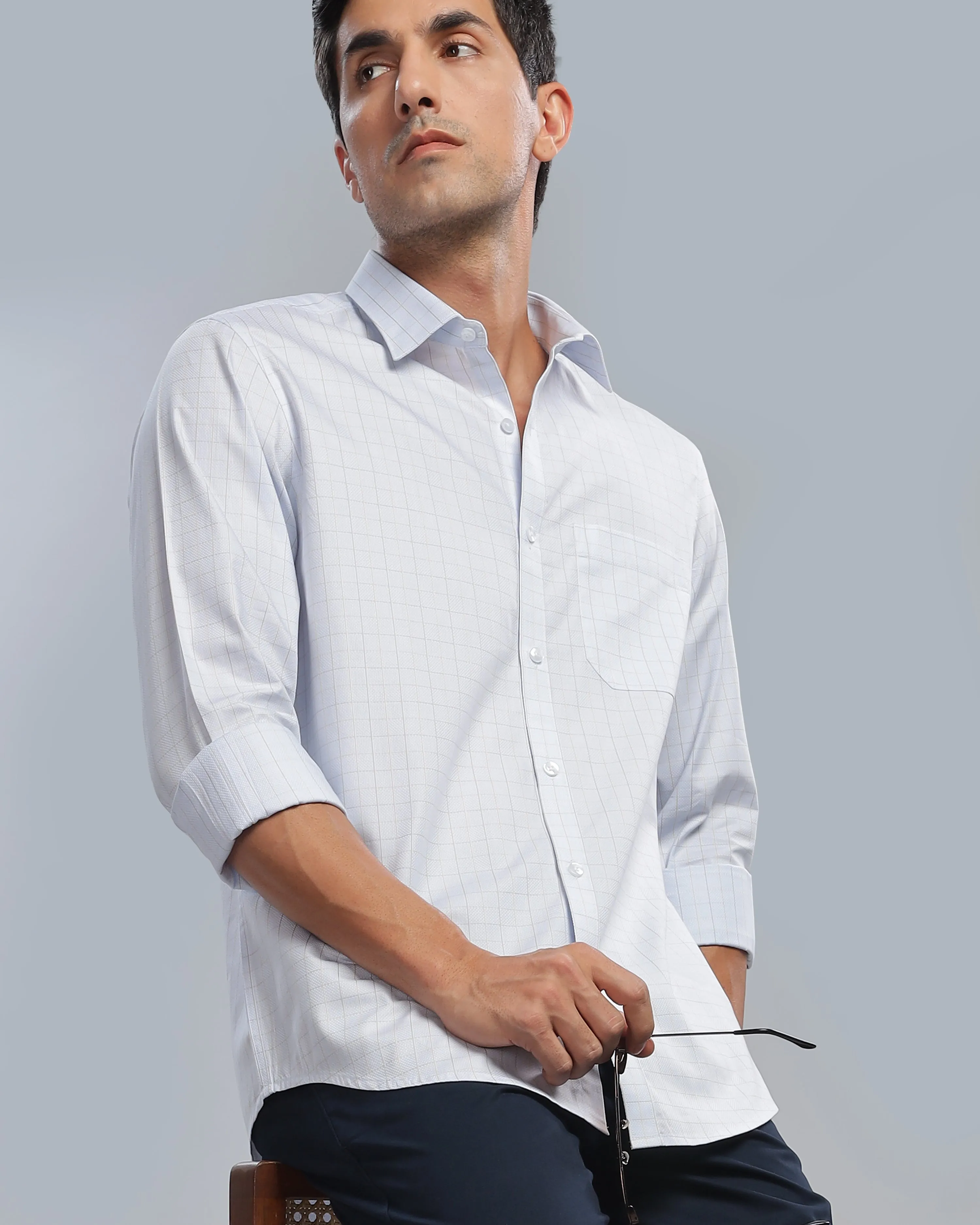 Pastel Blue Checks Shirt