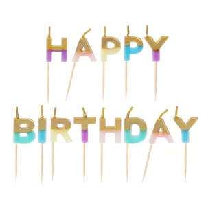 Pastel Color Happy Birthday Candles by Talking Tables