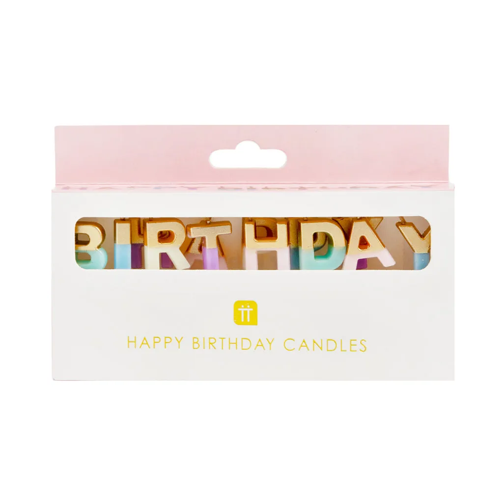 Pastel Color Happy Birthday Candles by Talking Tables