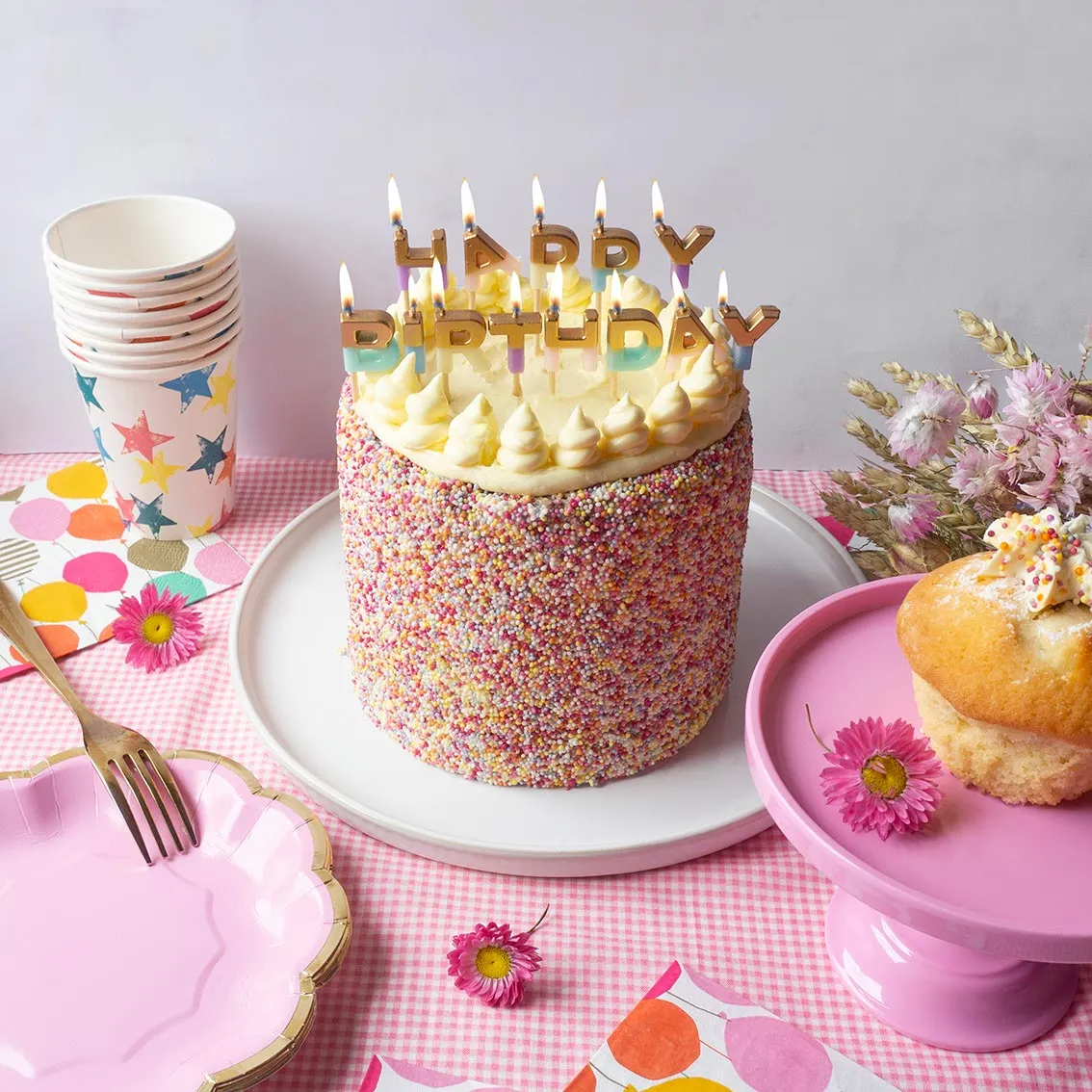 Pastel Color Happy Birthday Candles by Talking Tables