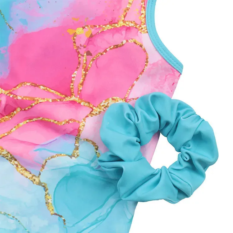 Pastel Green Pattern Unitard for Girls