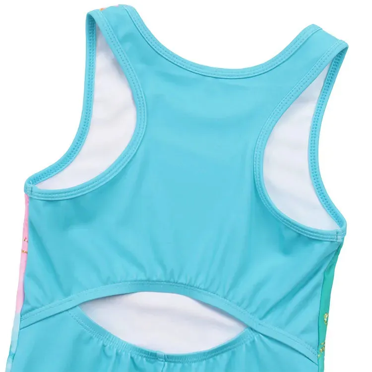 Pastel Green Pattern Unitard for Girls