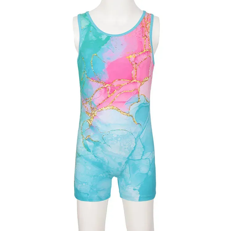 Pastel Green Pattern Unitard for Girls