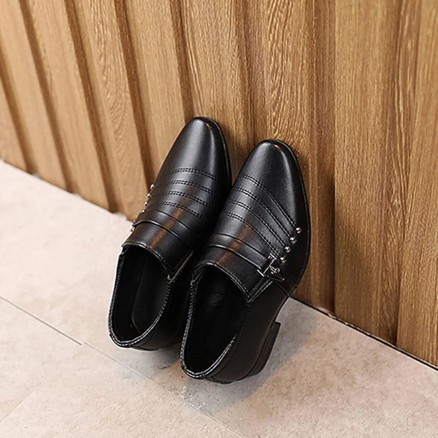 Pointed Toe Ankle Leather Sandals for Kids Baby Boys Girls Flat Non Slip Formal Shoes Fancy Comfy Loafers Sandals