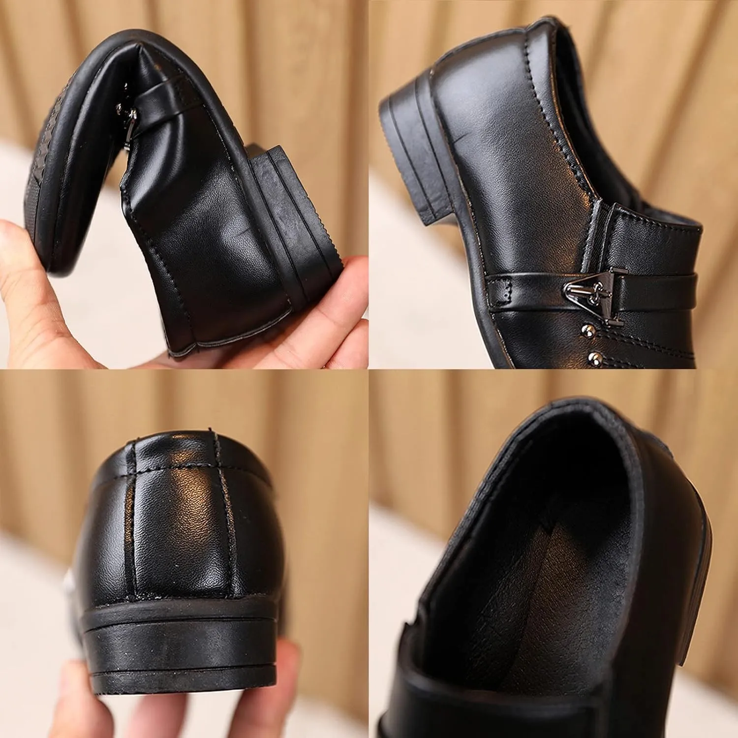 Pointed Toe Ankle Leather Sandals for Kids Baby Boys Girls Flat Non Slip Formal Shoes Fancy Comfy Loafers Sandals