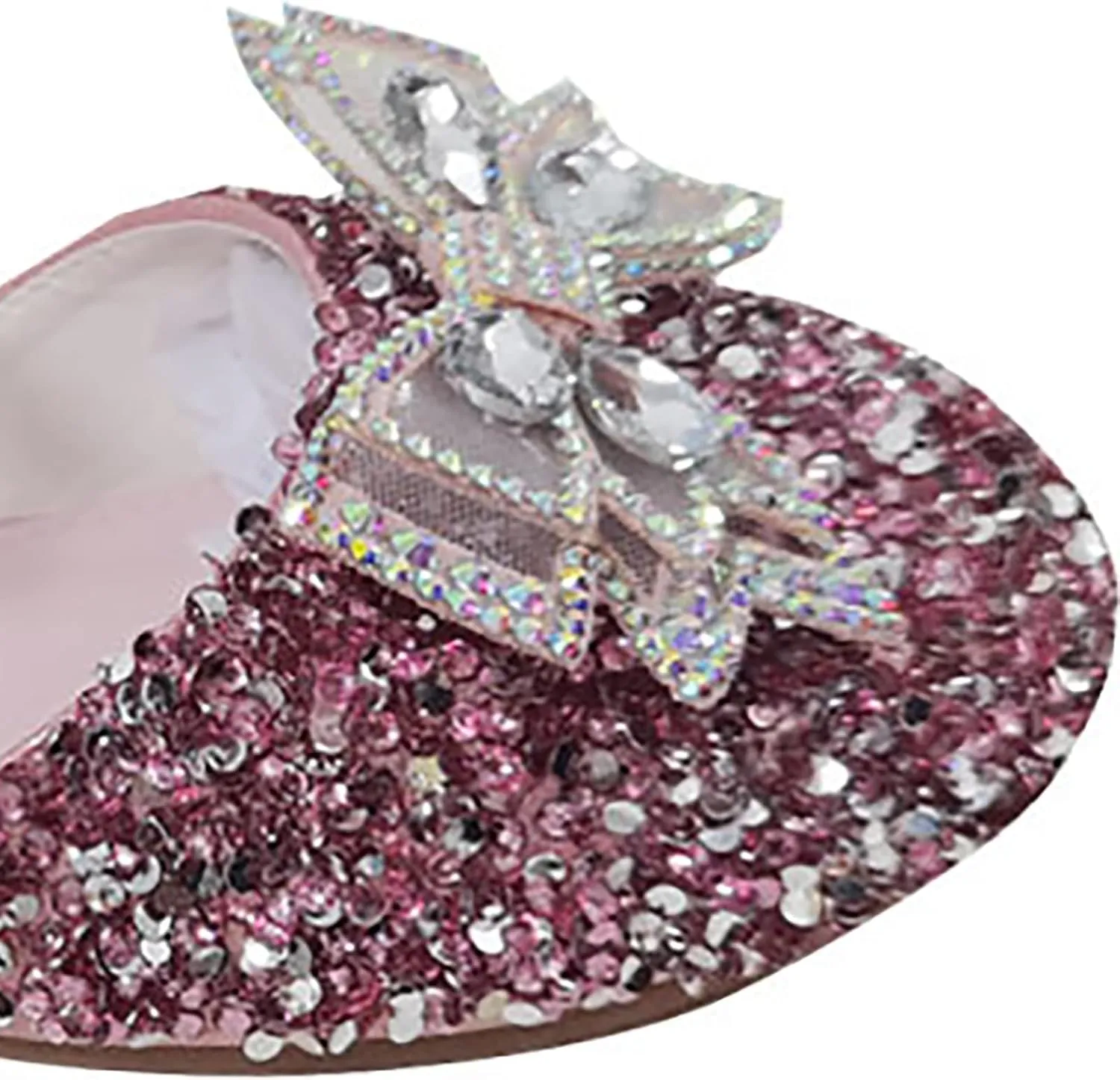 Princess Girls Rhinestone Dress Shoes Glitter Sequins Closed Toe Party Wedding Flower Girls Shoes for Toddler Kid