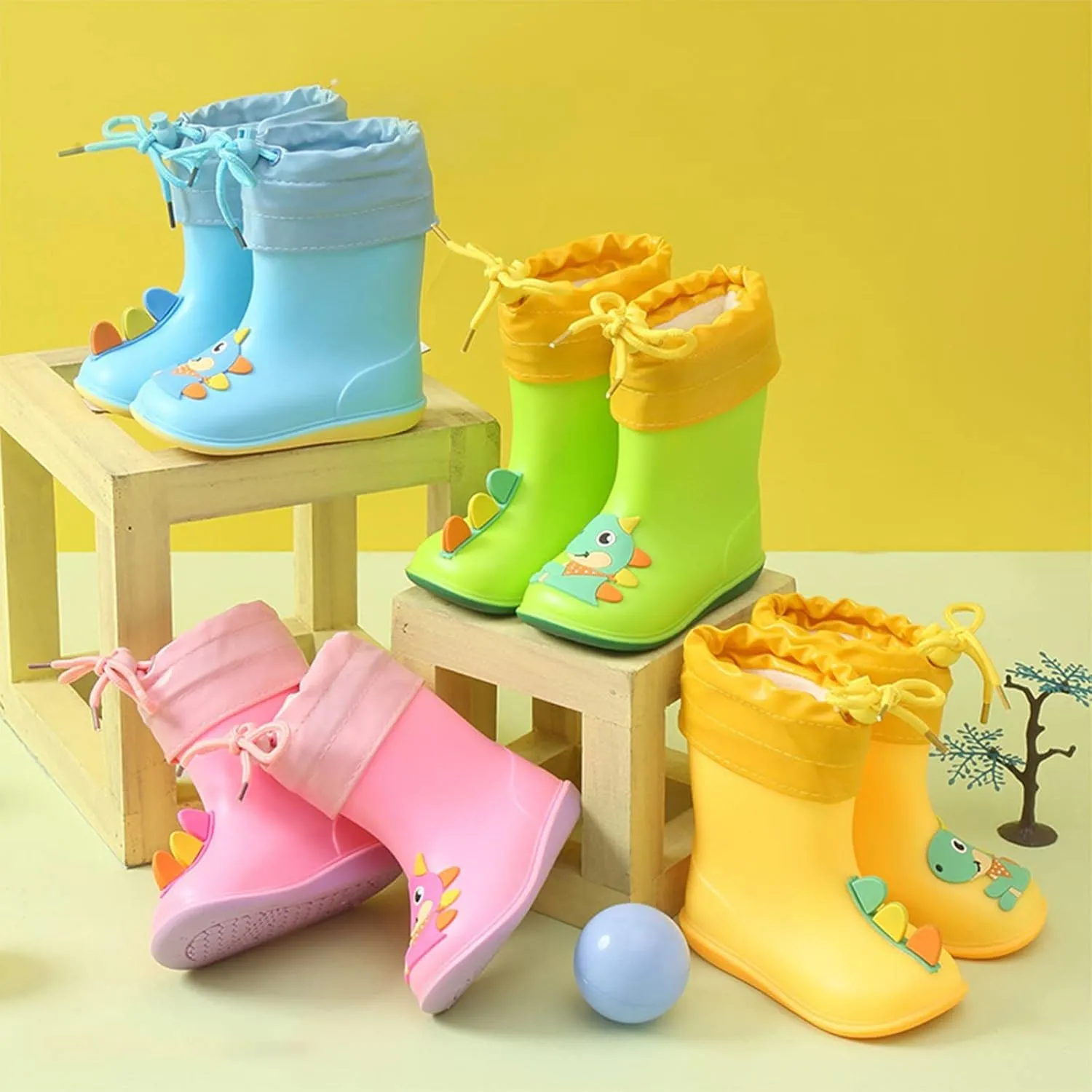 Rain Boots Baby Colorful Plush Children Water Shoes Soft Outdoor Kids Rain Boots Toddler Fall Shoes