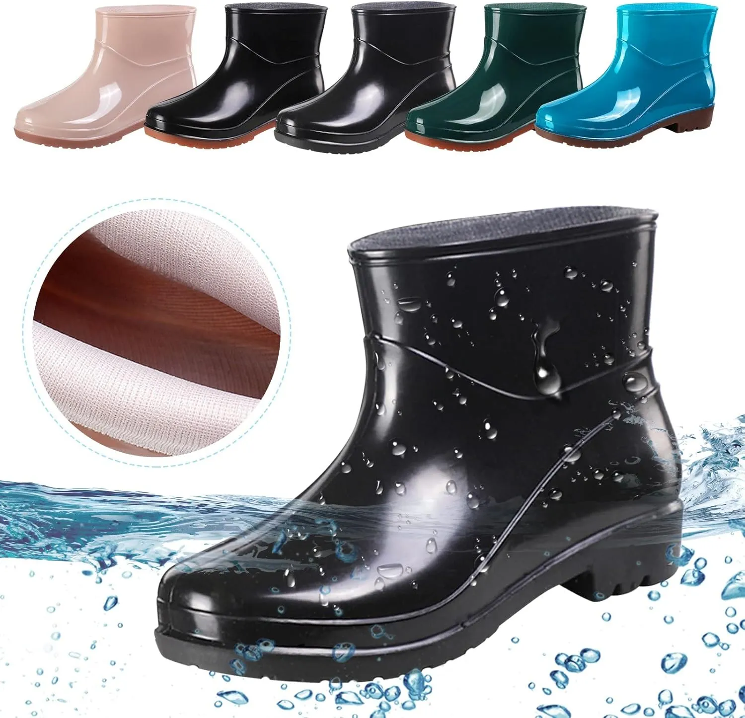 Rain Boots Women Women's Short Rain Boots Waterproof Garden Shoes Outdoor Work Boot for Hunting Gardening Farming