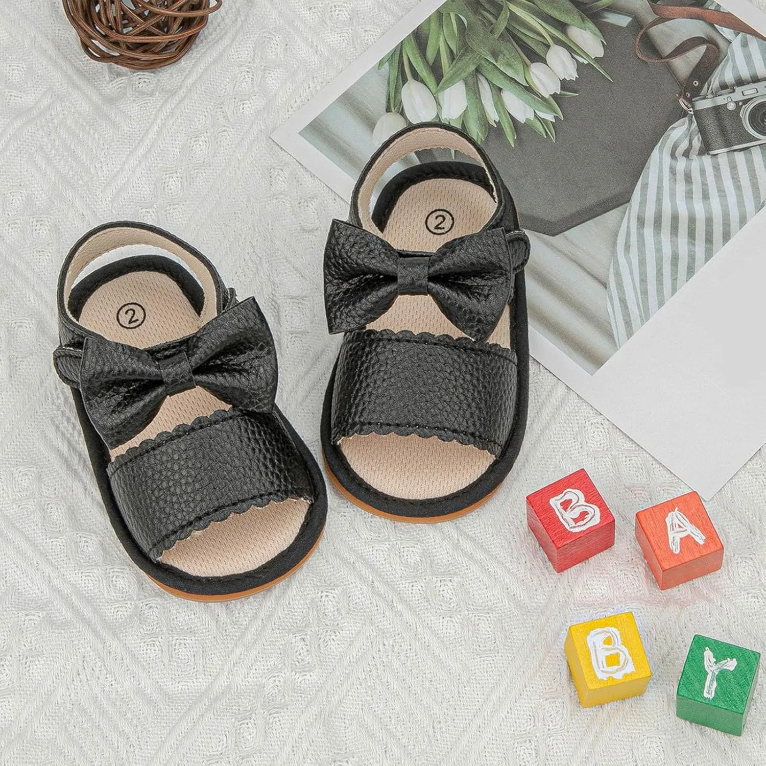 Summer Sandals Toddler/Little Kid/Big Kid Infant Baby Girl Boy Sandals Premium Summer Outdoor Casual Beach Shoes With Flower Bowknot Slip Rubber Sole Newborn Toddler Dress Shoes for Little Kid