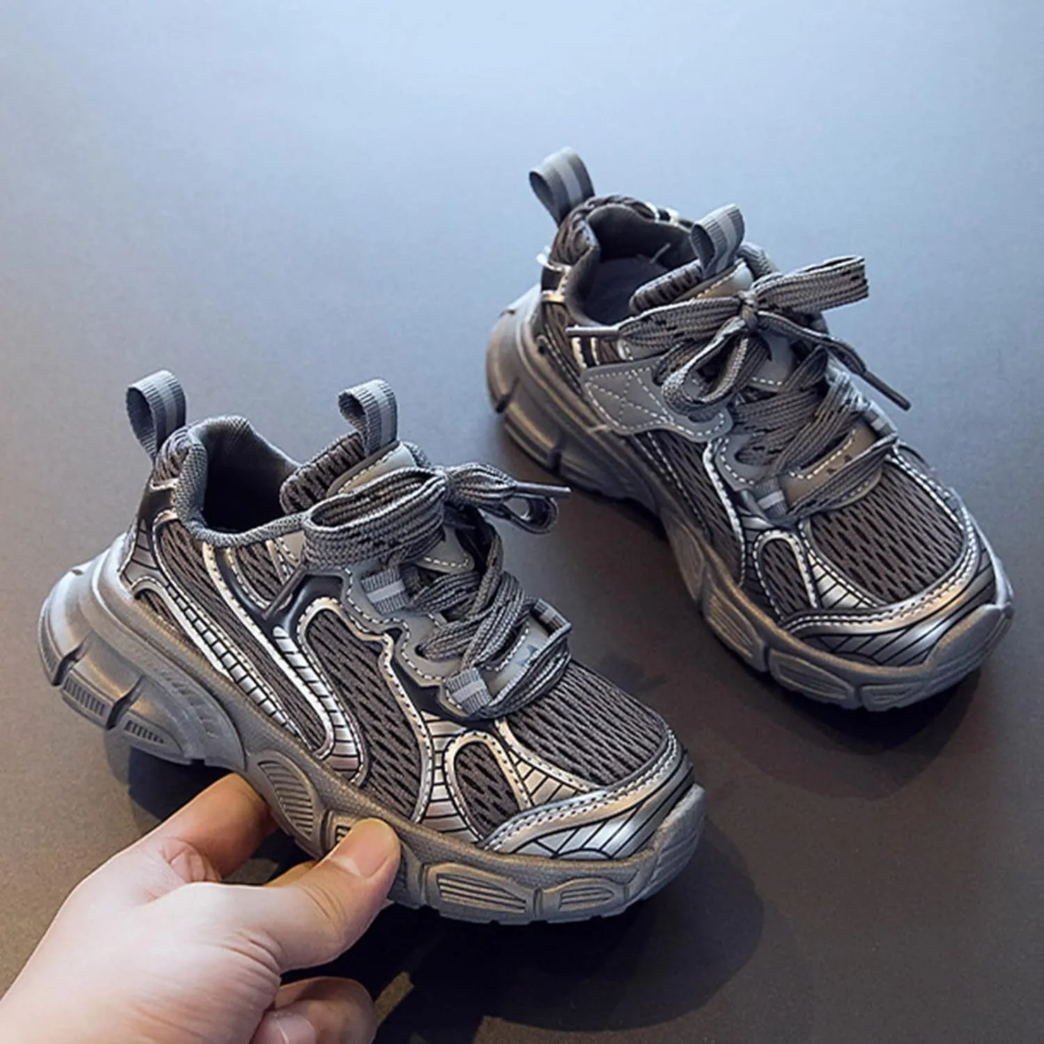 Toddler Baby Sneakers Fashionable Children Sports Boys and Girls Thick Non Slip Boy Solid Tied Shoes Casual Shoes