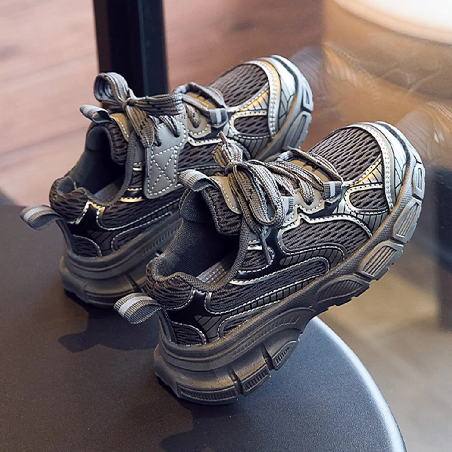 Toddler Baby Sneakers Fashionable Children Sports Boys and Girls Thick Non Slip Boy Solid Tied Shoes Casual Shoes