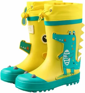 Toddler Boys Girls Cartoon Astronaut Rain Boots Adjustable Non-slip Soft Bottom Outdoor Rain Boots