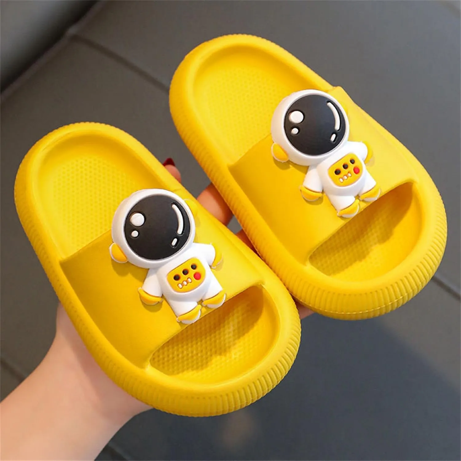 Toddler Cartoon Non Slip Slides Lightweight Comfy Soft Cushioned Thick Sole Shower Pool Slippers for Boys Kids