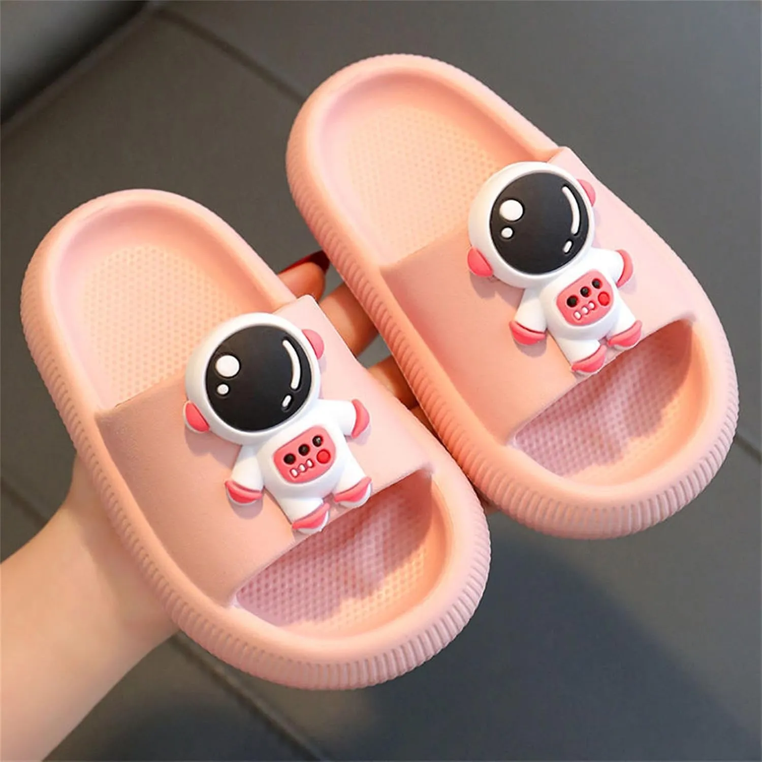 Toddler Cartoon Non Slip Slides Lightweight Comfy Soft Cushioned Thick Sole Shower Pool Slippers for Boys Kids