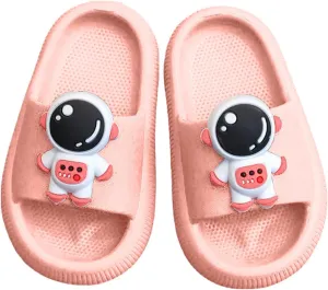Toddler Cartoon Non Slip Slides Lightweight Comfy Soft Cushioned Thick Sole Shower Pool Slippers for Boys Kids