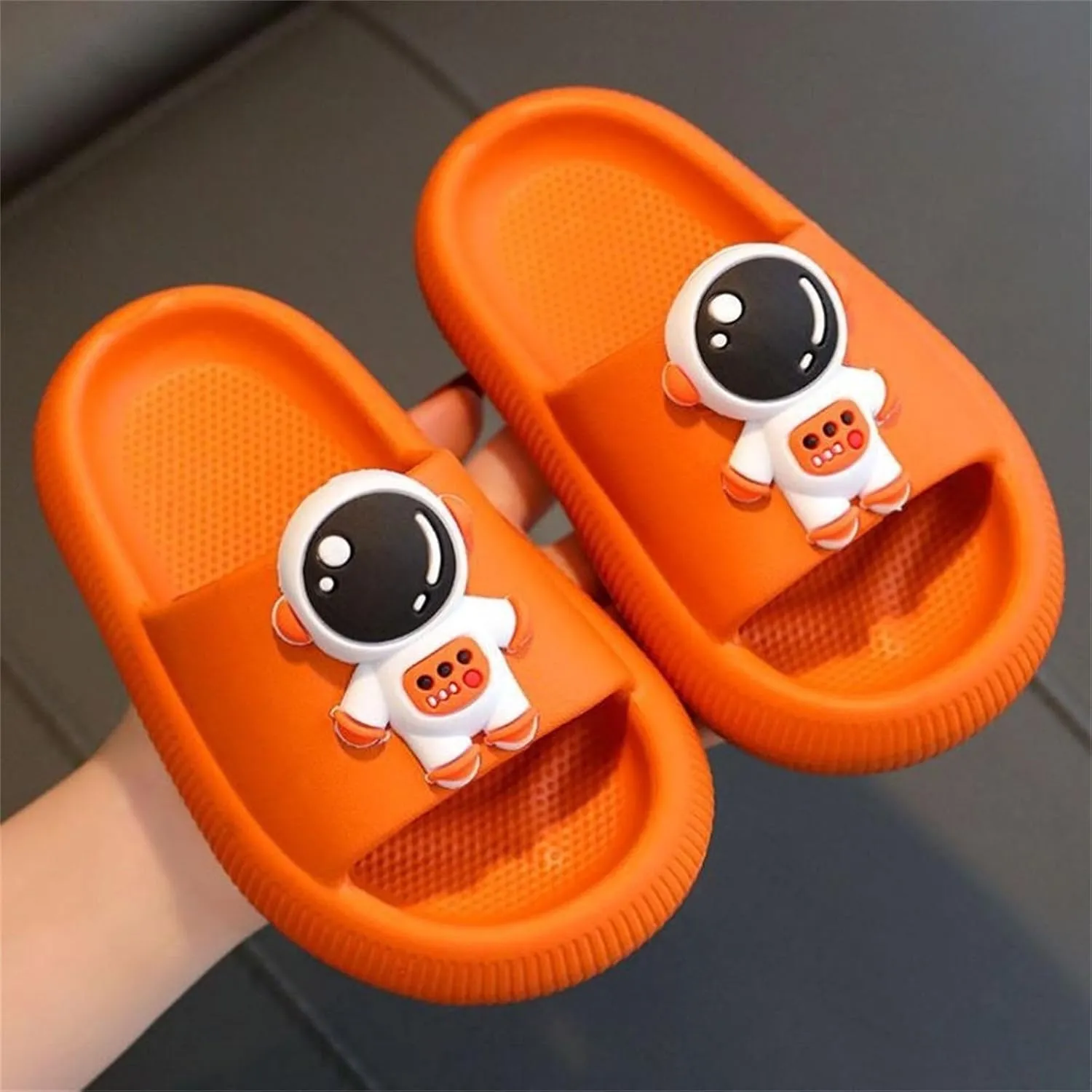 Toddler Cartoon Non Slip Slides Lightweight Comfy Soft Cushioned Thick Sole Shower Pool Slippers for Boys Kids