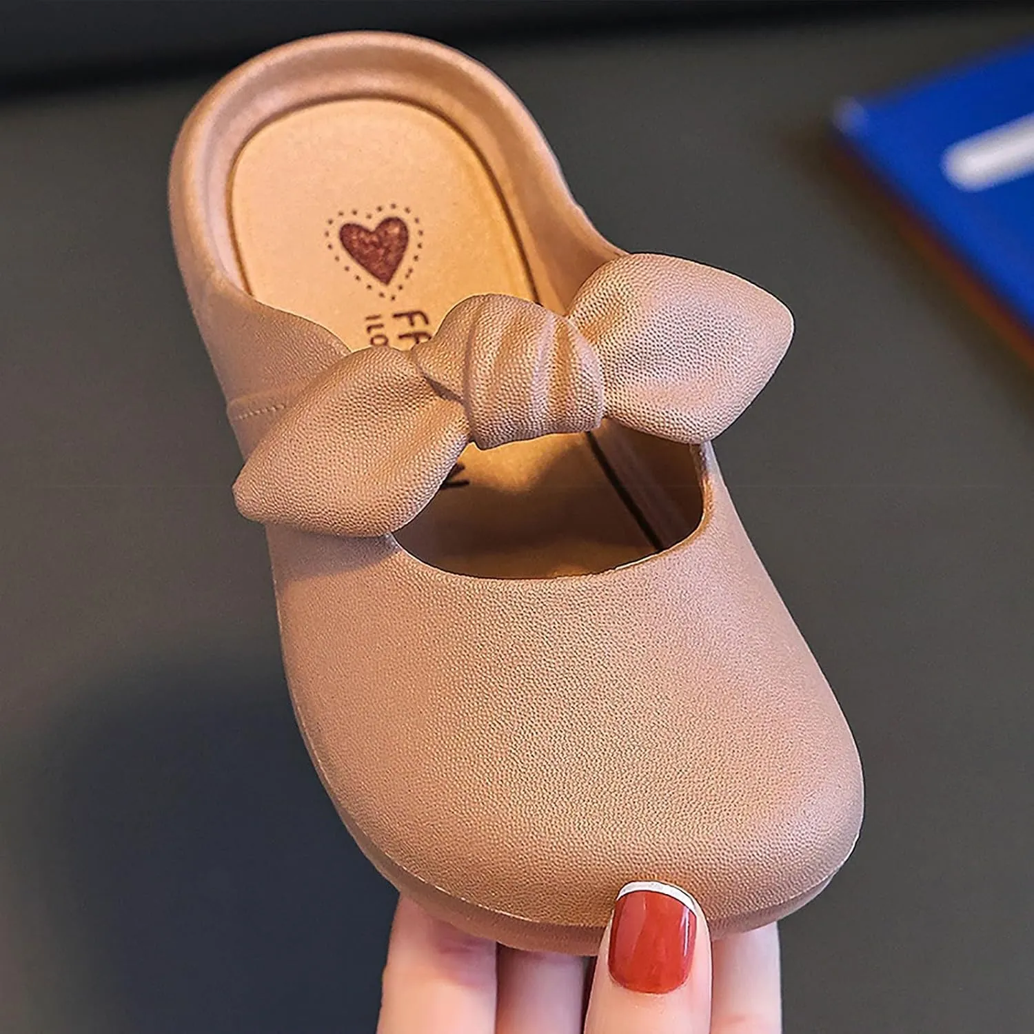 Toddler Girls Bow Sandals Closed Toe Leather Water Shoes Slipper Baby Infant Summer Flat Wide Sandals Lightweight Comfy