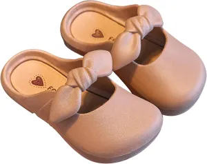 Toddler Girls Bow Sandals Closed Toe Leather Water Shoes Slipper Baby Infant Summer Flat Wide Sandals Lightweight Comfy